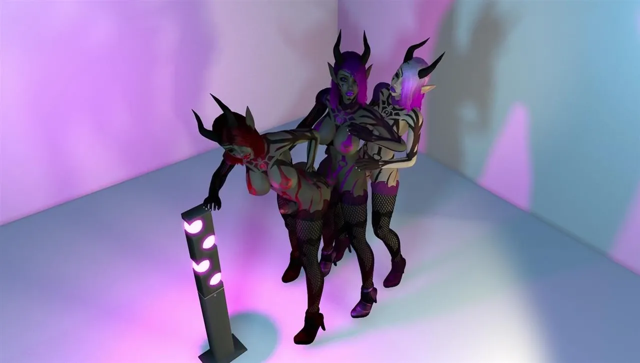 3 Futanari Demon Dickgirls Anal Train Fucking Threesome - Image 26