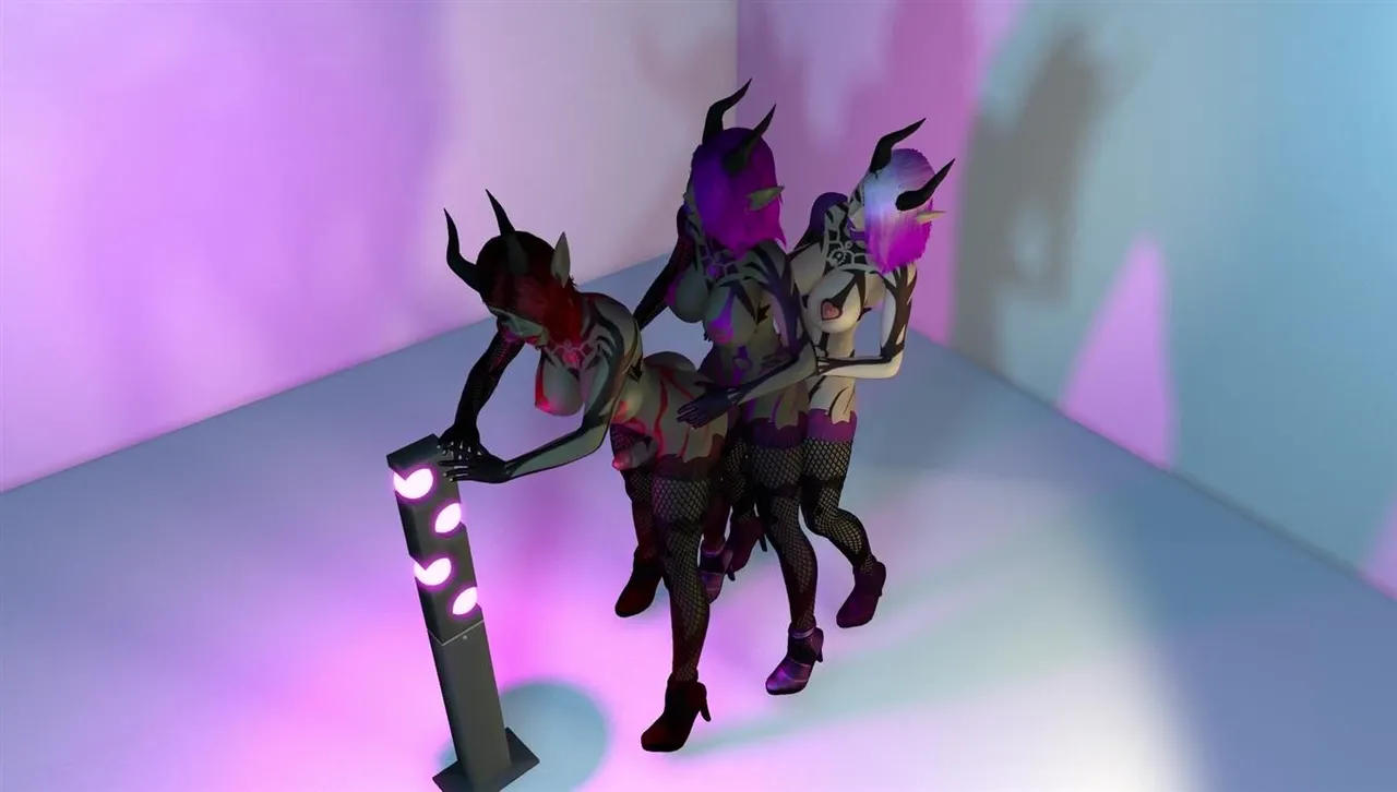 3 Futanari Demon Dickgirls Anal Train Fucking Threesome - Image 27