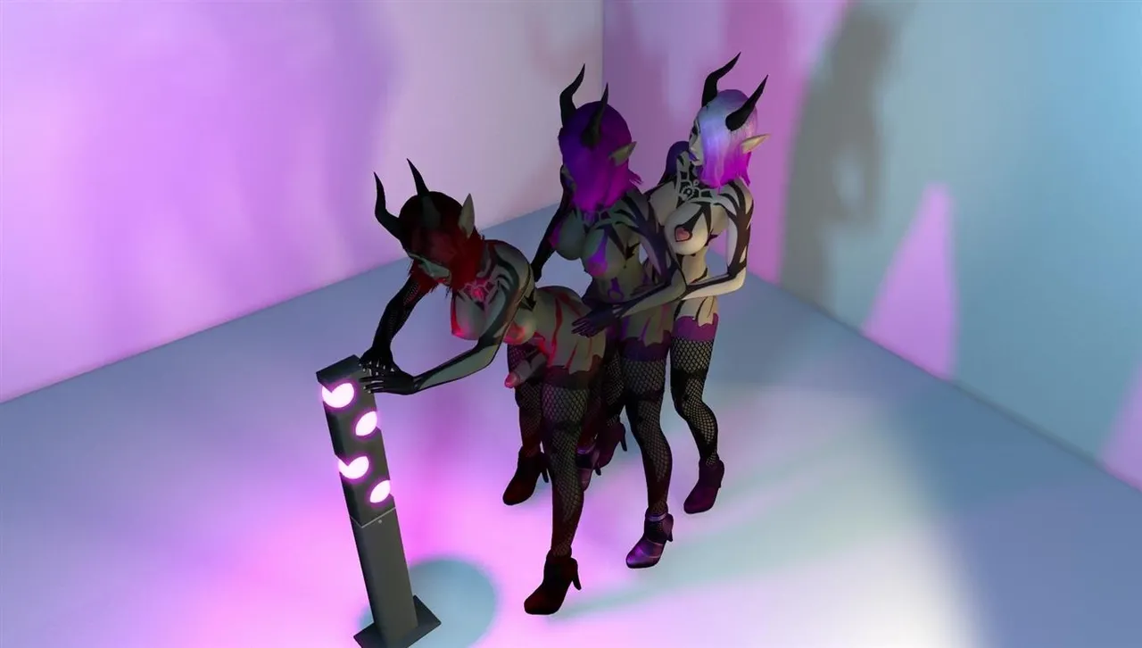 3 Futanari Demon Dickgirls Anal Train Fucking Threesome - Image 5