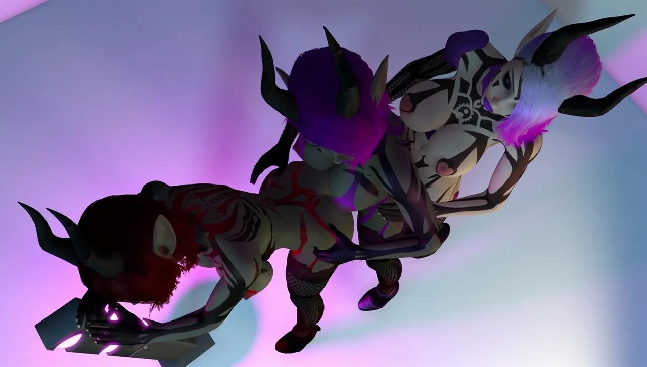 3 Futanari Demon Dickgirls Anal Train Fucking Threesome - Image 51