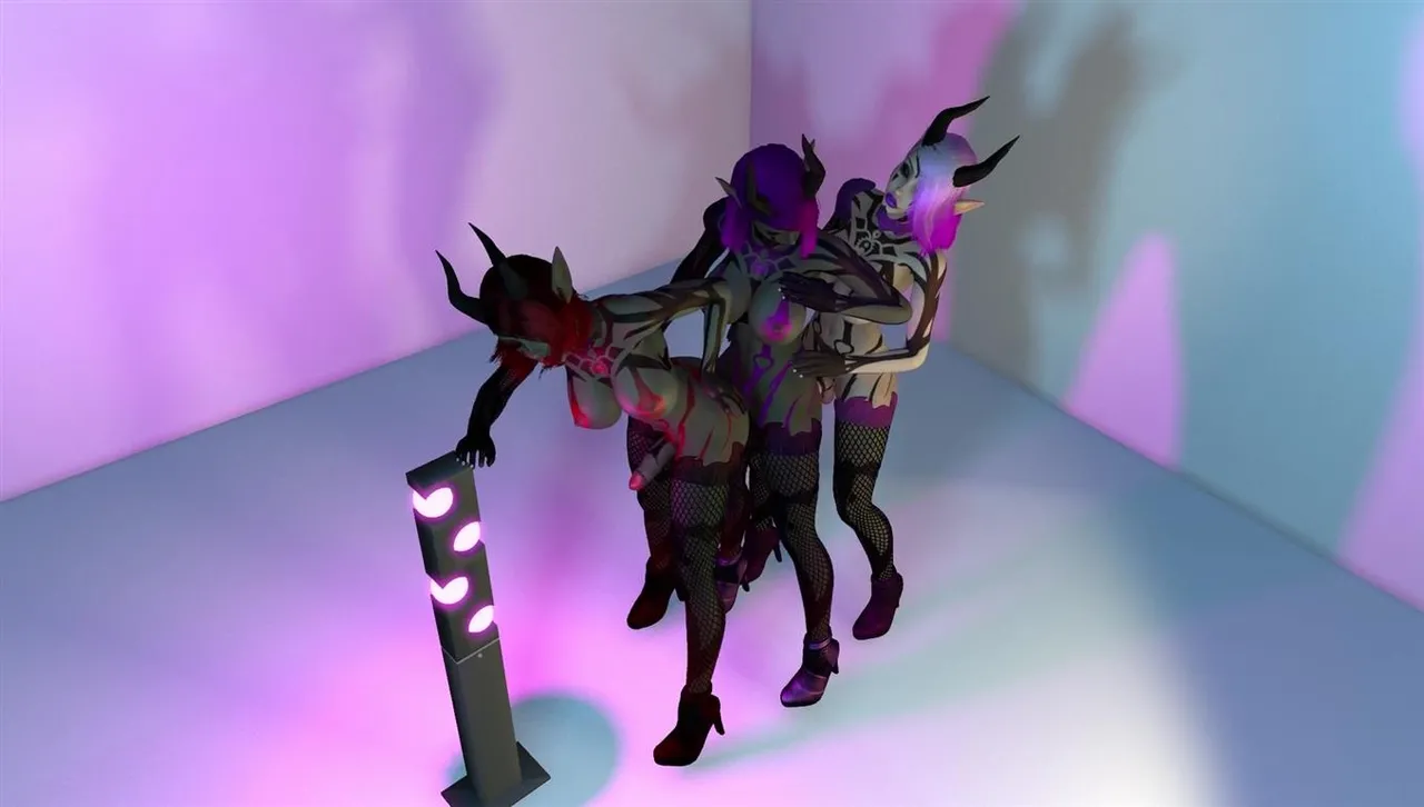 3 Futanari Demon Dickgirls Anal Train Fucking Threesome - Image 55