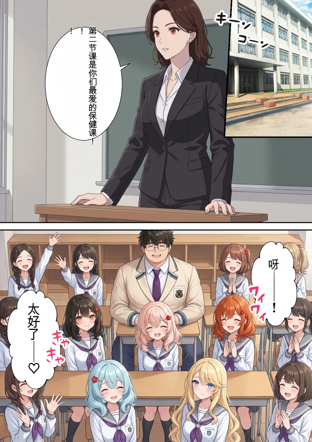 だぶるクリっく 妊活ハーレム学園3 男子が俺だけの学校デブスでもチンモテする世界リボーンズ Translate - Image 2