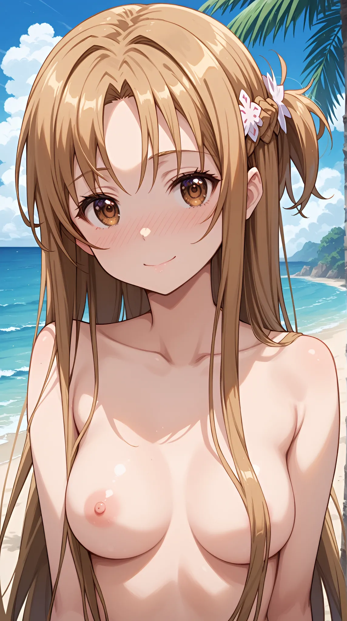 Blue-Moto Asuna, Naked on the beach pixiv - Image 275