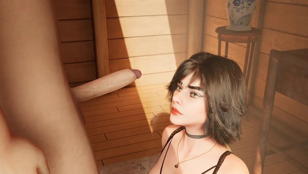 Brunette Standing blowjob in the livingroom - Image 4