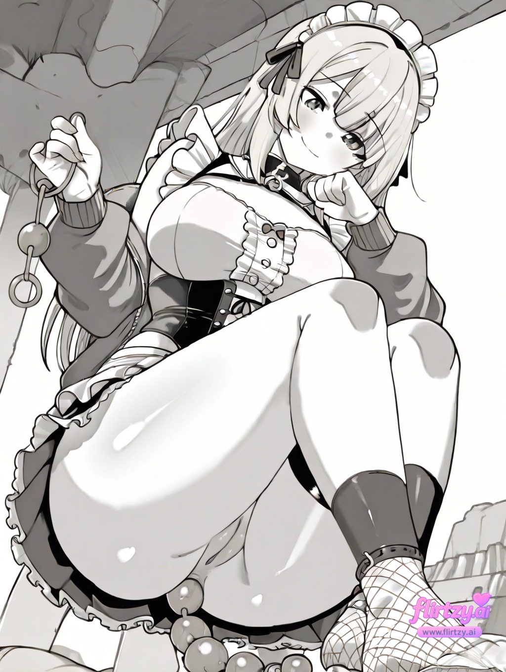 Busty hentai maid with anal beads in her ass gives a footjob - 16 Pics - Image 13