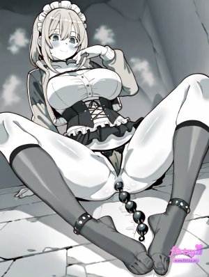 Busty hentai maid with anal beads in her ass gives a footjob - 16 Pics - Page 6