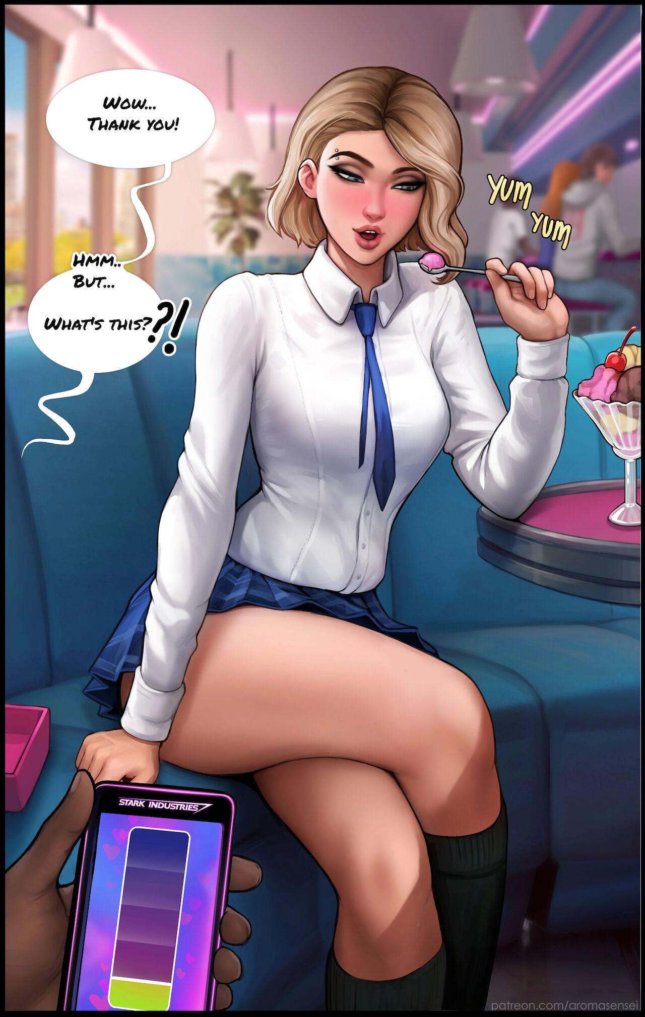Do You Like Your Gift - Gwen Stacy anal rides Miles Morales BBC in restaurant - 48 Pics - Image 2
