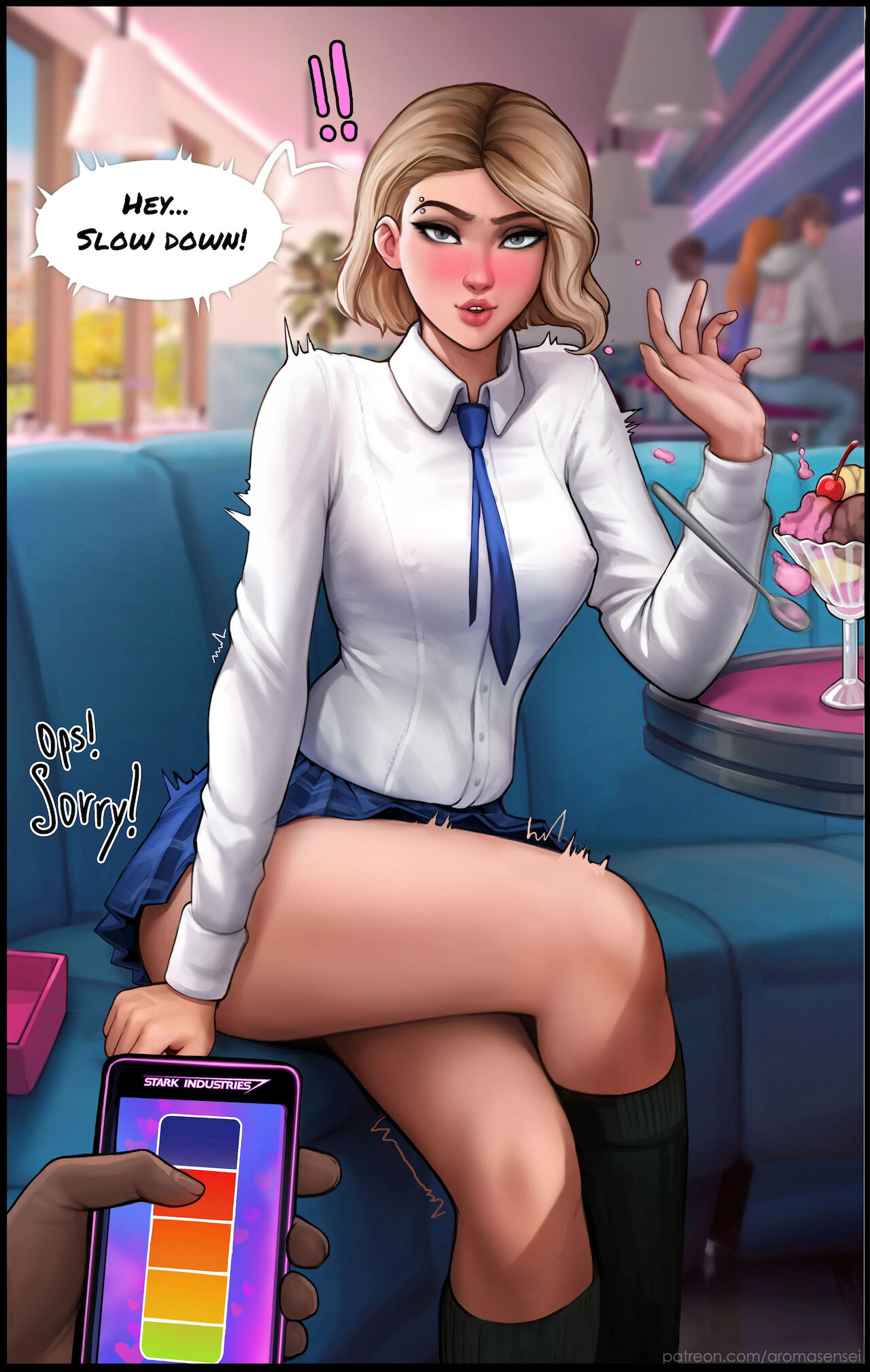 Do You Like Your Gift - Gwen Stacy anal rides Miles Morales BBC in restaurant - 48 Pics - Image 3