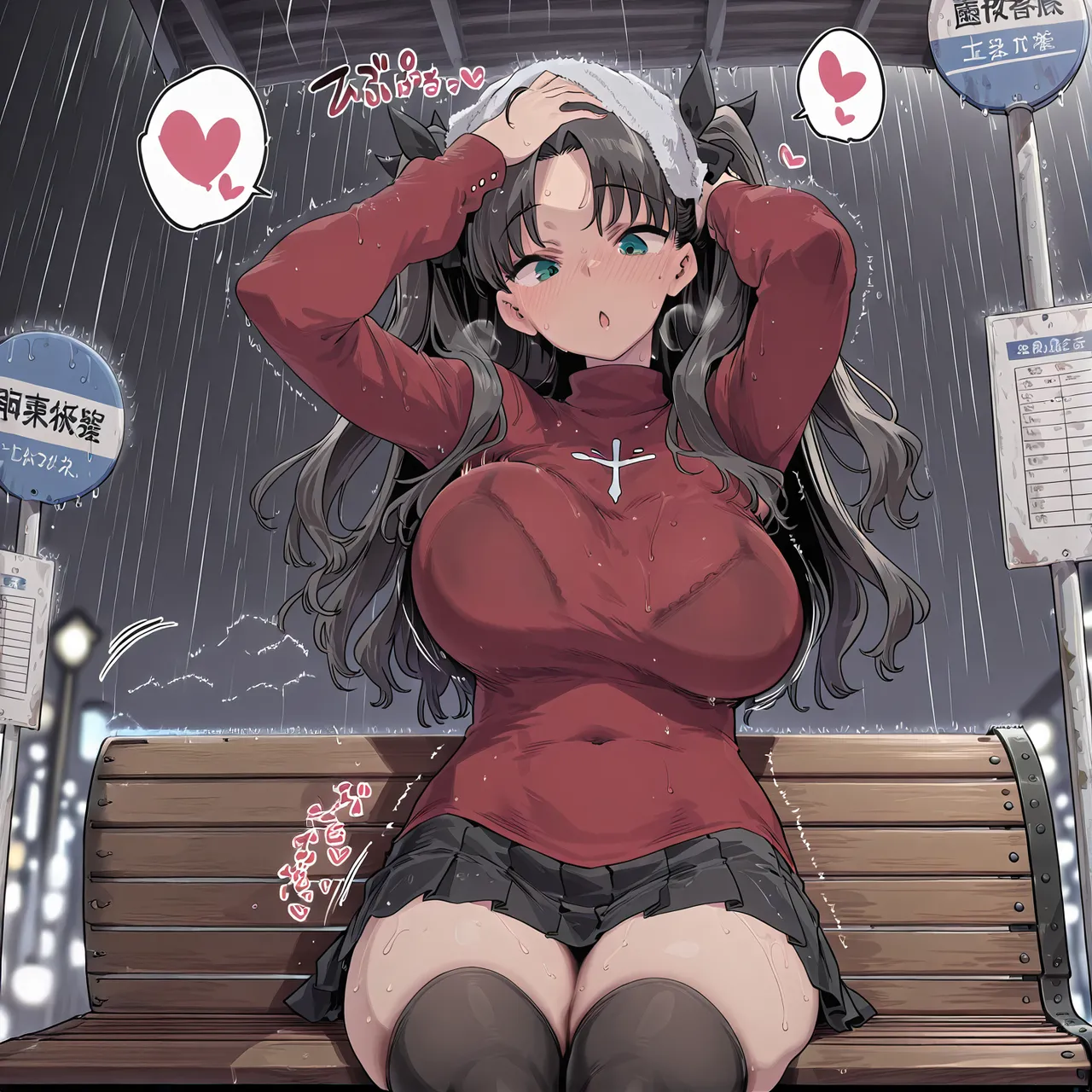 DotaGota Rin Tohsaka 遠坂凛 Fate - Wet Bus Stop Breeding Forced Cheerleader Change Public Mating Inside the Moving Bus - Image 3