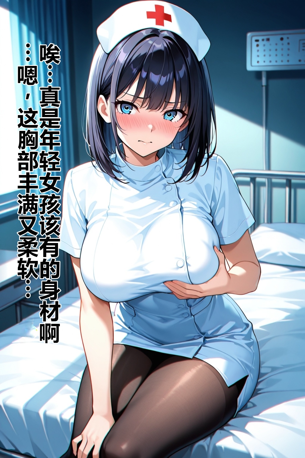 うらねうらがえ処黒パンストナースと深夜の処置机翻 - Image 3
