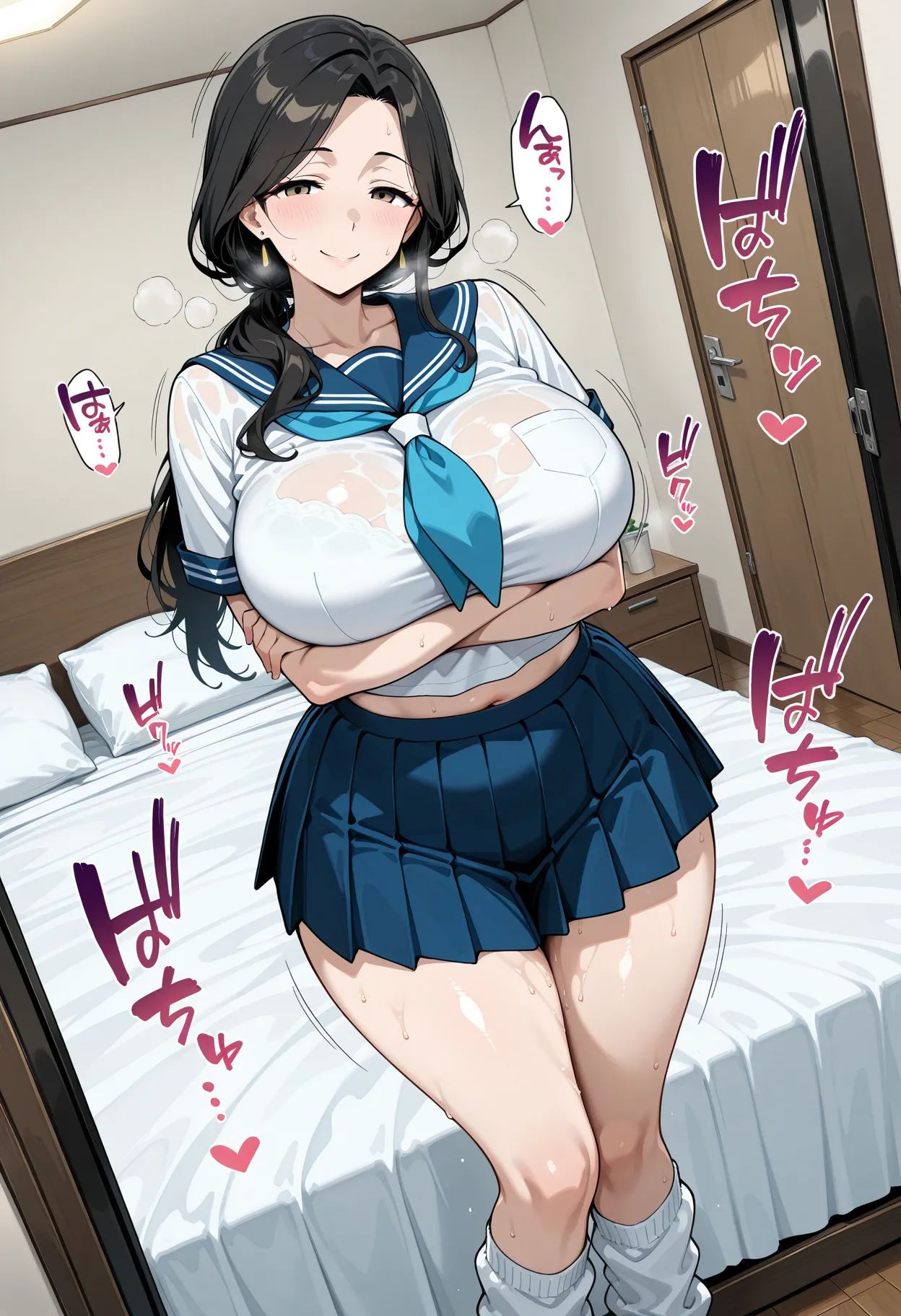 制服しか勝たん 爆乳人妻 へそ出し制服日記 中出し専用ドスケベまんこはーと - Image 131