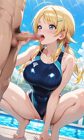 八宮めぐるちゃんの競泳水着でふたりエッチ - Page 46