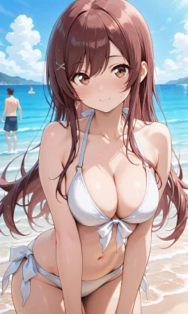 大崎甘奈ちゃんのビキニでふたりエッチ
