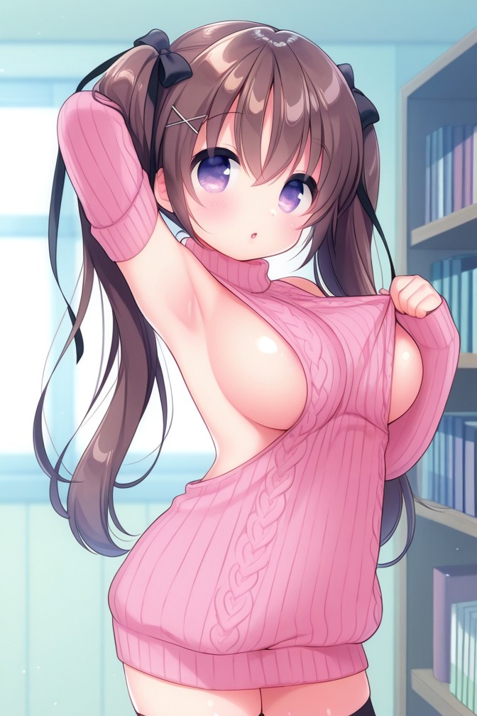 HenryBoya Pink Wool, Bare Full - Usashiros Armpit-Presenting, Breasts-Out Tease - Image 25