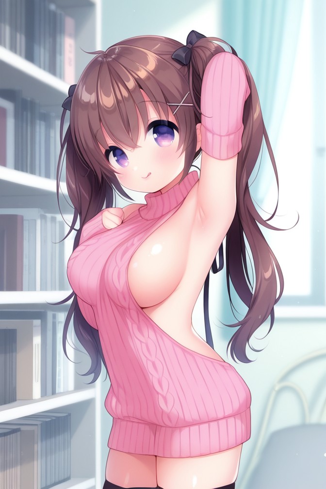 HenryBoya Pink Wool, Bare Full - Usashiros Armpit-Presenting, Breasts-Out Tease - Image 34