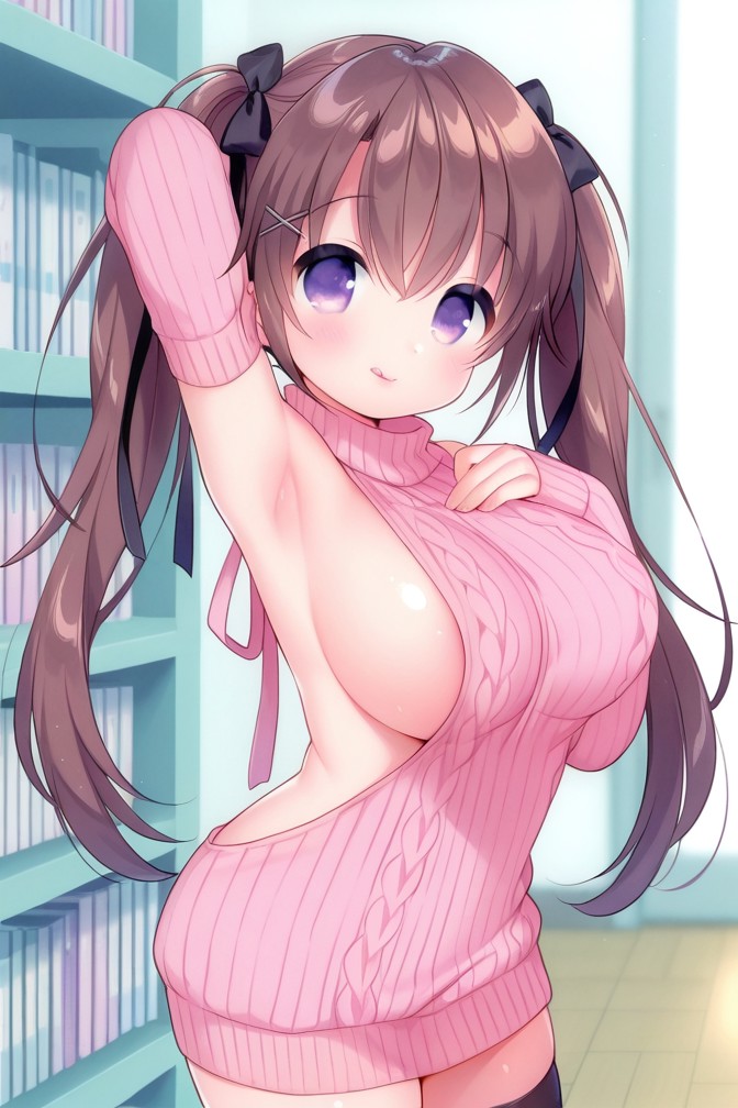 HenryBoya Pink Wool, Bare Full - Usashiros Armpit-Presenting, Breasts-Out Tease - Image 35
