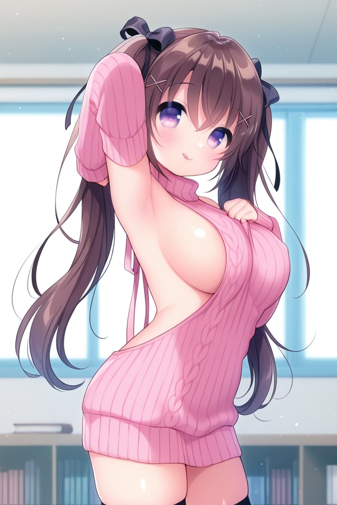 HenryBoya Pink Wool, Bare Full - Usashiros Armpit-Presenting, Breasts-Out Tease - Image 41