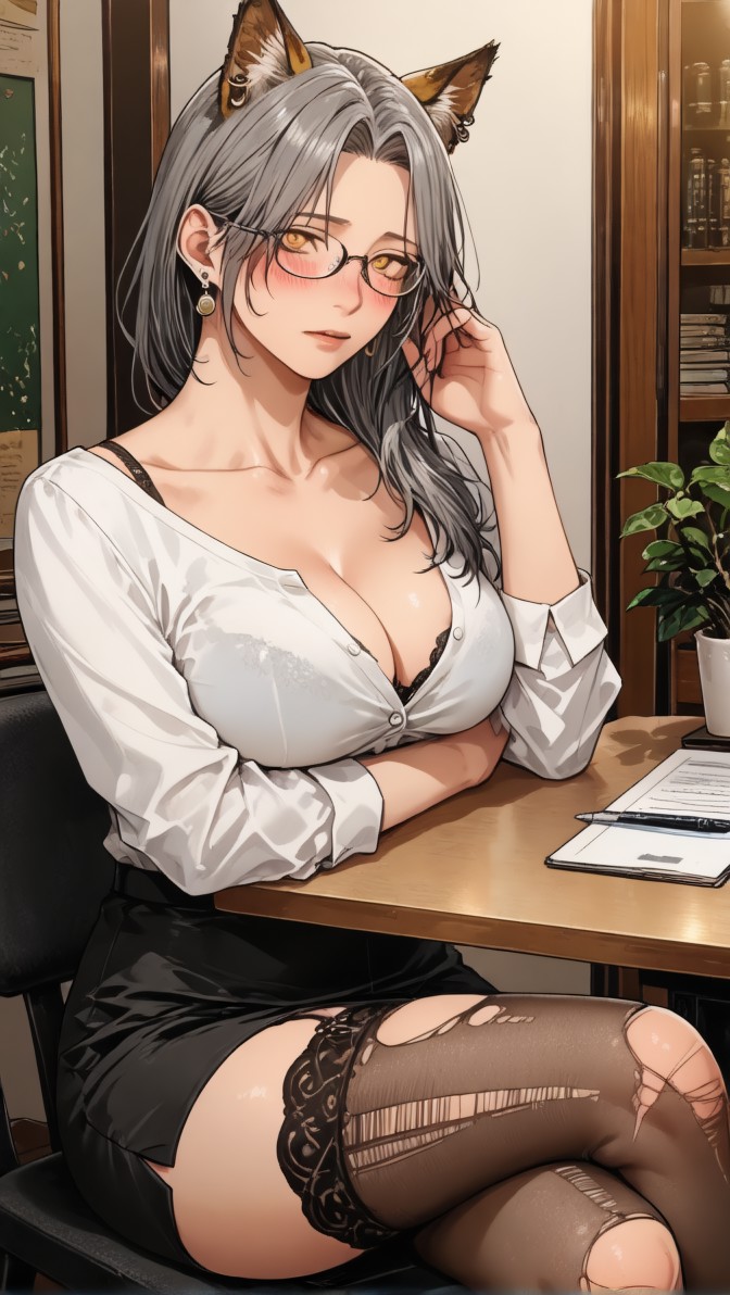 HenryBoya Torn Stockings Glasses- The Milf-Eared, Secretary - Image 11