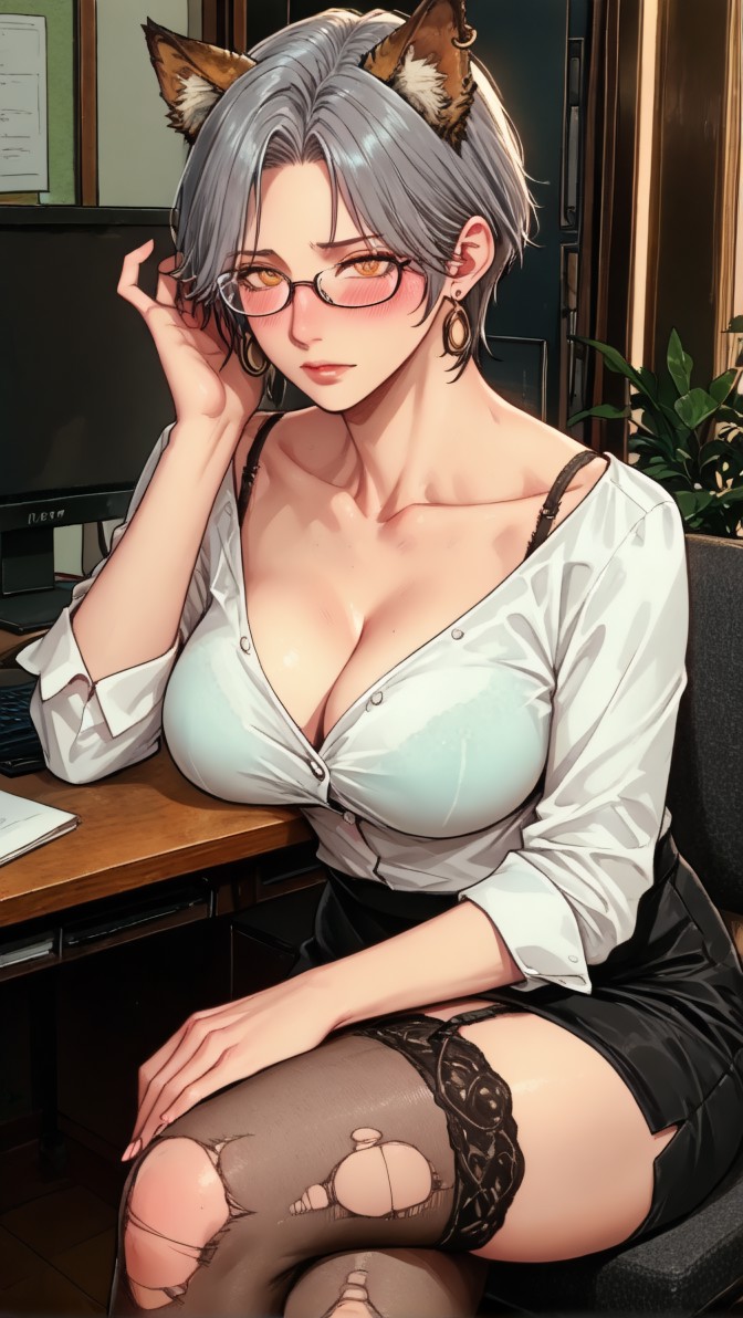 HenryBoya Torn Stockings Glasses- The Milf-Eared, Secretary - Image 15