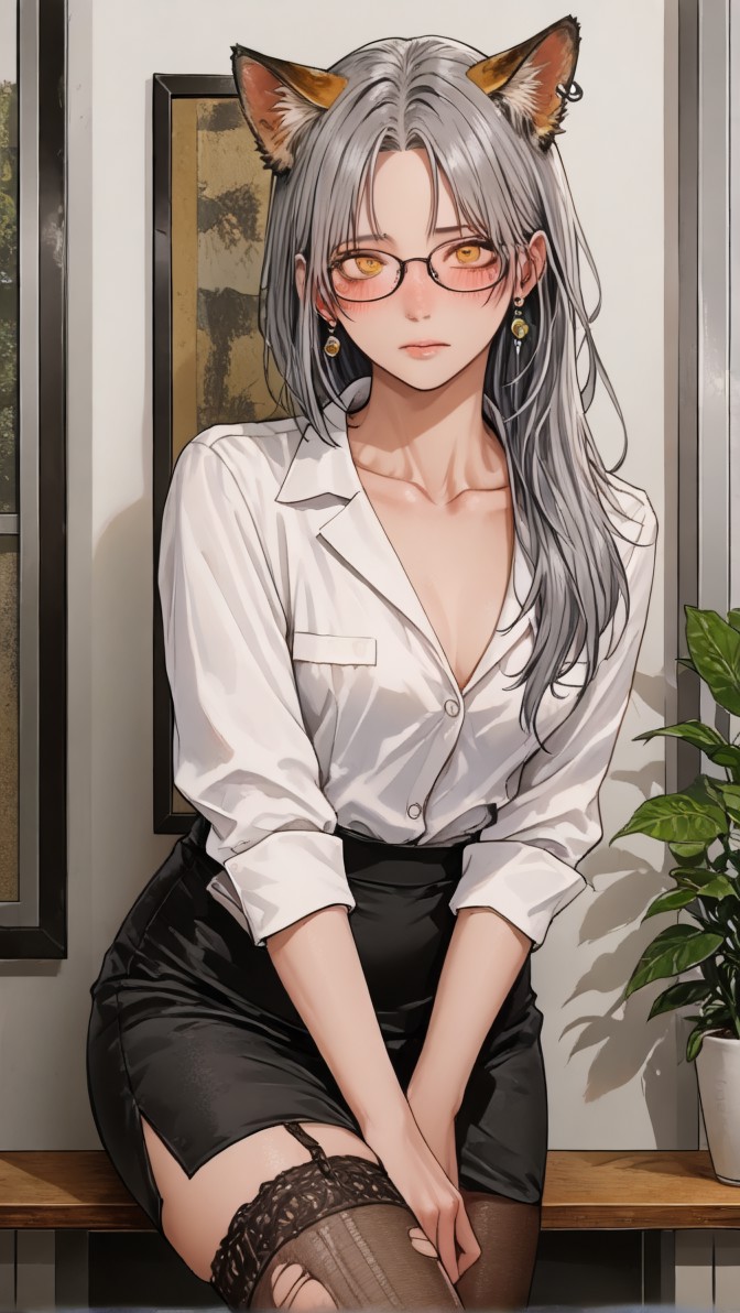 HenryBoya Torn Stockings Glasses- The Milf-Eared, Secretary - Image 3