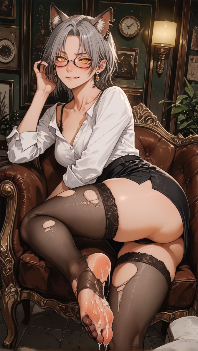 HenryBoya Torn Stockings Glasses- The Milf-Eared, Secretary - Image 34