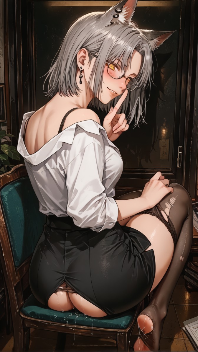 HenryBoya Torn Stockings Glasses- The Milf-Eared, Secretary - Image 38