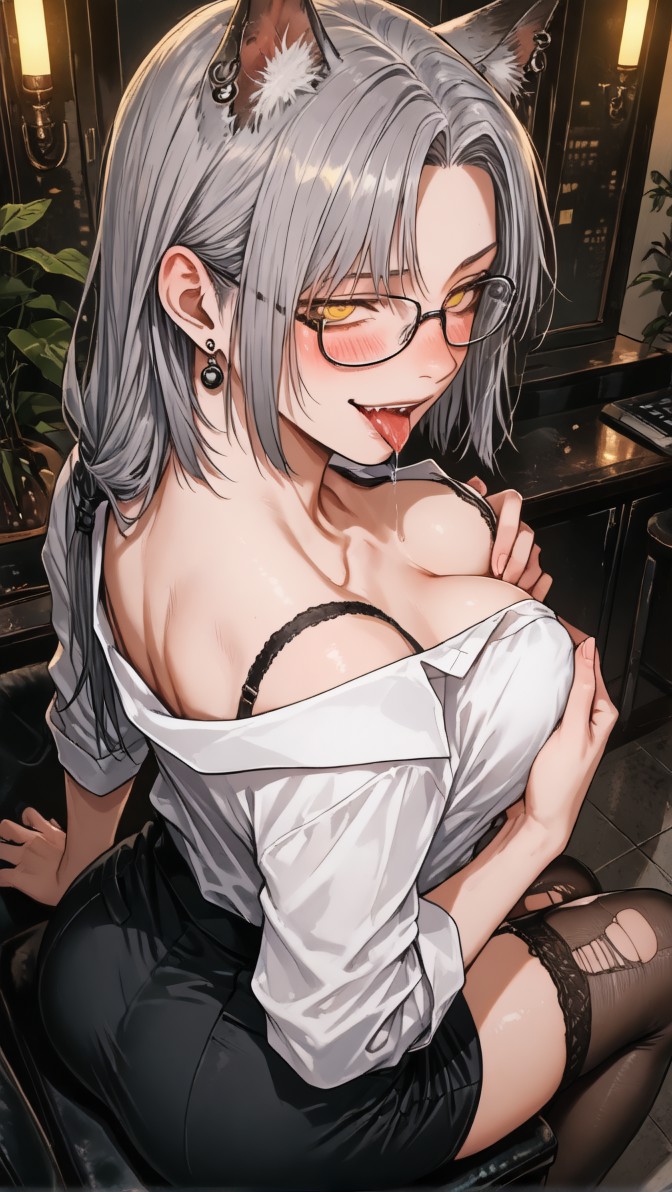 HenryBoya Torn Stockings Glasses- The Milf-Eared, Secretary - Image 48