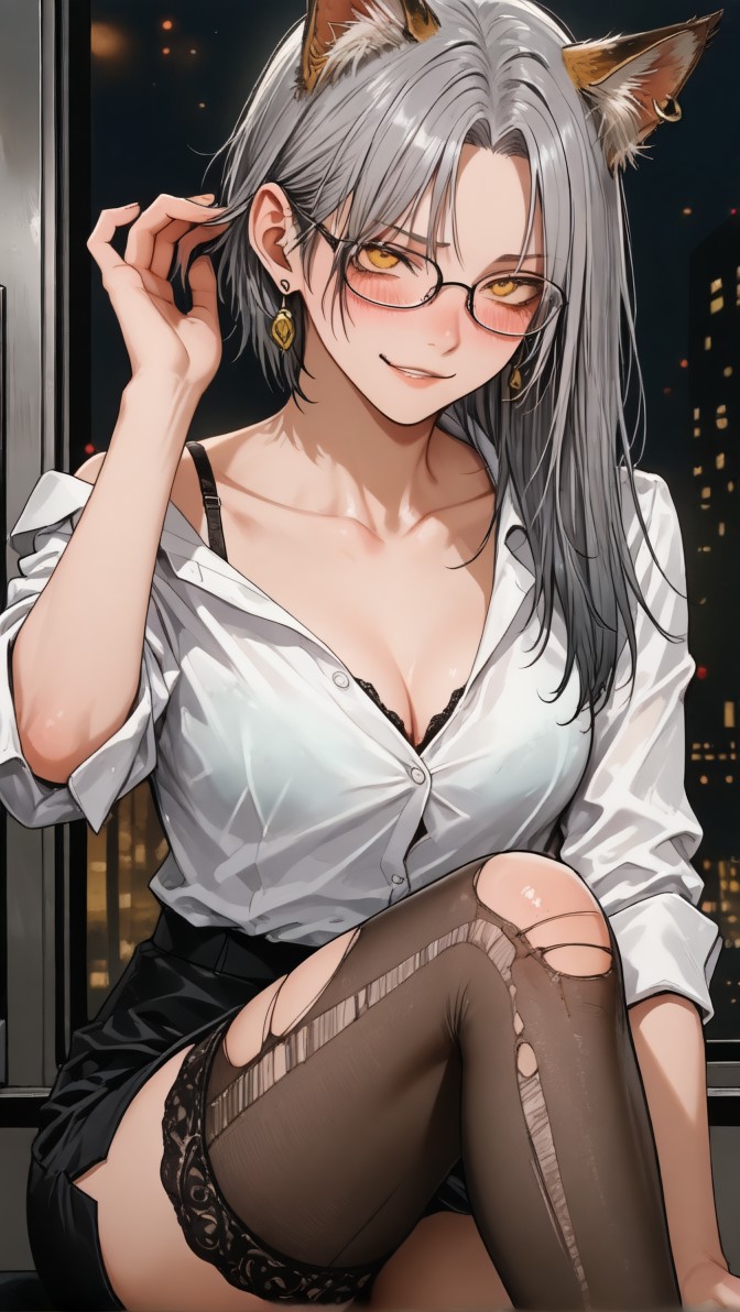 HenryBoya Torn Stockings Glasses- The Milf-Eared, Secretary - Image 5