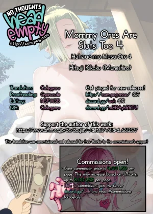 Hitsuji Kikaku Muneshiro Hahaue mo Mesu Orc 4 Mommy Orcs Are Sluts Too 4 English head empty Digital - Page 29