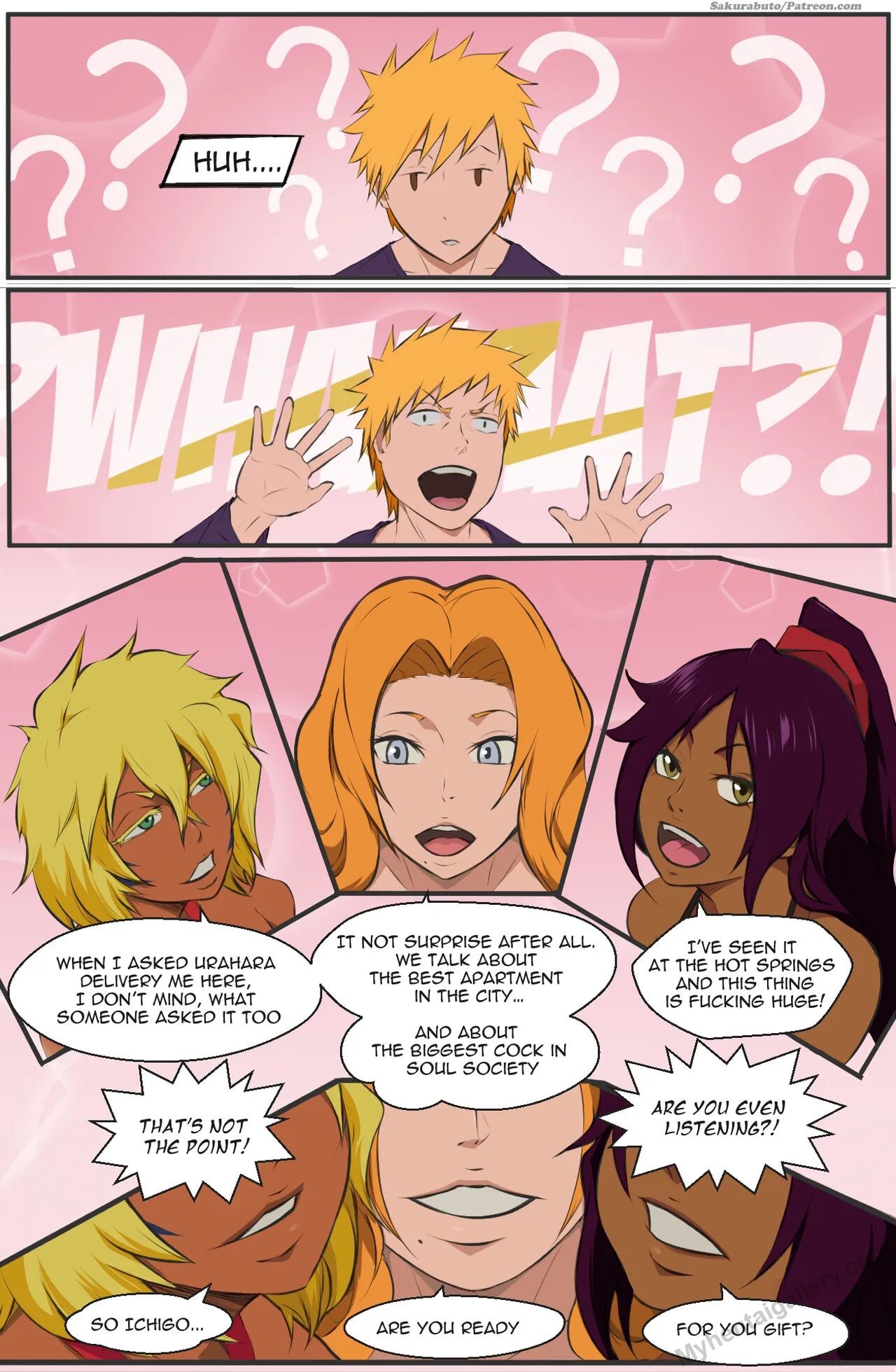 Ichigo gets a blowjob and titty fuck surprise from Rangikyu, Yoruichi and Harribel - 26 Pics - Image 6