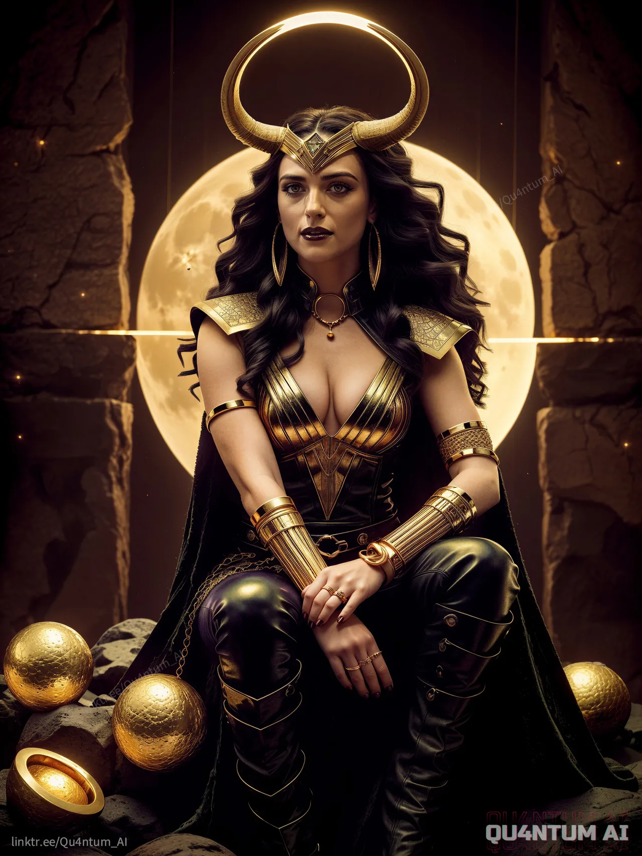 Katie McGrath Lady Loki Morgana Avengers Villain Goddess cosplay costume Hollywood celebrity Qu4ntumAI Lena Luthor Super girl Merlin Cosmic Horror Loki Multiverse Regal Emerald Gold Fantasy Fancast Dark Fantasy Horns Celestial - Image 24