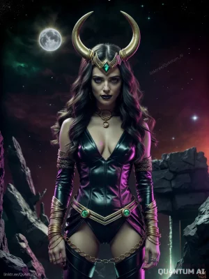 Katie McGrath Lady Loki Morgana Avengers Villain Goddess cosplay costume Hollywood celebrity Qu4ntumAI Lena Luthor Super girl Merlin Cosmic Horror Loki Multiverse Regal Emerald Gold Fantasy Fancast Dark Fantasy Horns Celestial - Page 21