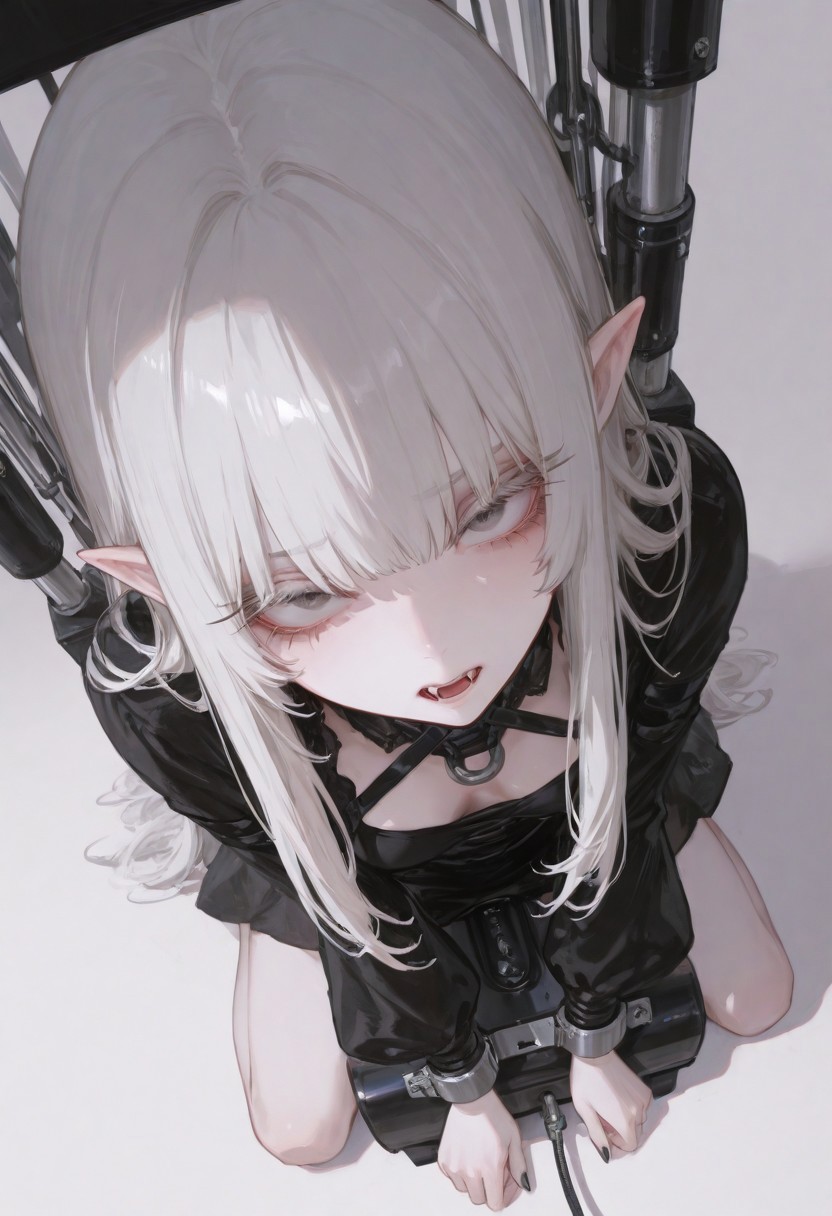 Latex Bodysuits Bent-Over Stretch - Her Fanged, Sleepy-Eyed Gaze molny - Image 4