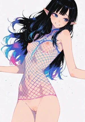 Long Hair, Models Bare - The Slim, Thigh-Highed Tease Thumbnail