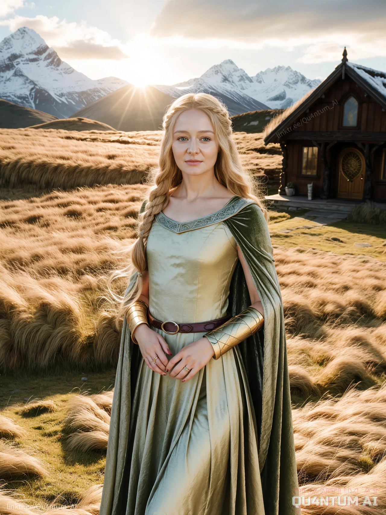 Miranda Otto Lord Of The Rings Eowyn LOTR Shieldmaiden Rohan Middle Earth movie film celebrity QuantumAI Tolkien War Of The Rohirrim Fantasy Armor White Gown Warrior Epic Classic Nostalgia Queen - Image 12