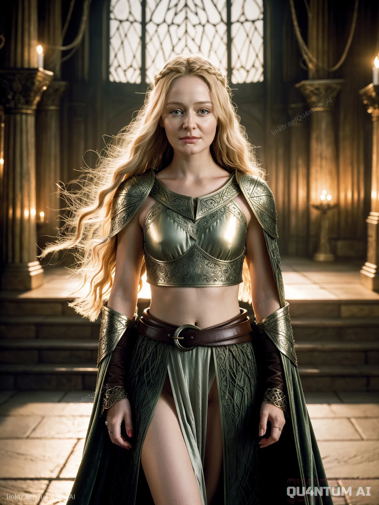 Miranda Otto Lord Of The Rings Eowyn LOTR Shieldmaiden Rohan Middle Earth movie film celebrity QuantumAI Tolkien War Of The Rohirrim Fantasy Armor White Gown Warrior Epic Classic Nostalgia Queen - Image 18