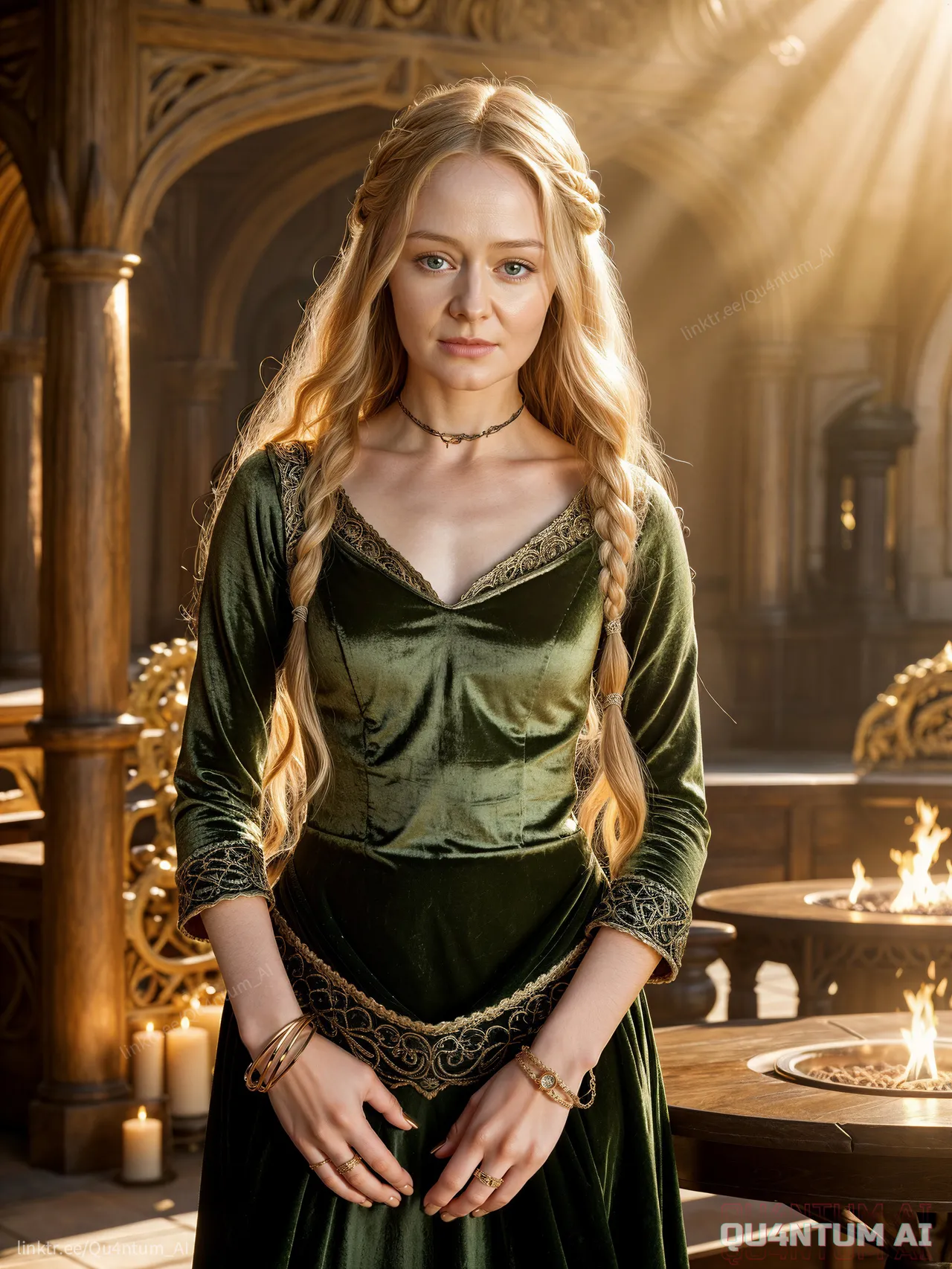Miranda Otto Lord Of The Rings Eowyn LOTR Shieldmaiden Rohan Middle Earth movie film celebrity QuantumAI Tolkien War Of The Rohirrim Fantasy Armor White Gown Warrior Epic Classic Nostalgia Queen - Image 20