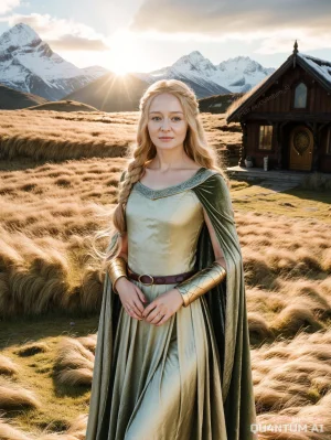 Miranda Otto Lord Of The Rings Eowyn LOTR Shieldmaiden Rohan Middle Earth movie film celebrity QuantumAI Tolkien War Of The Rohirrim Fantasy Armor White Gown Warrior Epic Classic Nostalgia Queen - Page 12