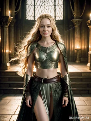 Miranda Otto Lord Of The Rings Eowyn LOTR Shieldmaiden Rohan Middle Earth movie film celebrity QuantumAI Tolkien War Of The Rohirrim Fantasy Armor White Gown Warrior Epic Classic Nostalgia Queen - Page 18