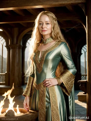 Miranda Otto Lord Of The Rings Eowyn LOTR Shieldmaiden Rohan Middle Earth movie film celebrity QuantumAI Tolkien War Of The Rohirrim Fantasy Armor White Gown Warrior Epic Classic Nostalgia Queen - Page 7