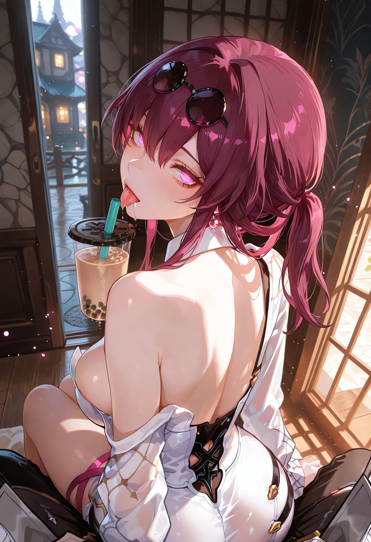 MoekoAI Kafka Bubble tea challenge and poses - Image 12