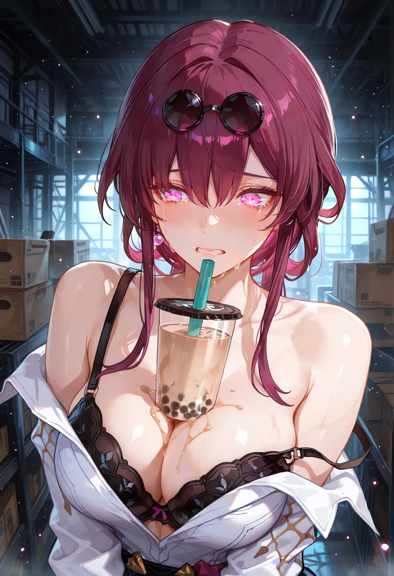 MoekoAI Kafka Bubble tea challenge and poses - Image 13