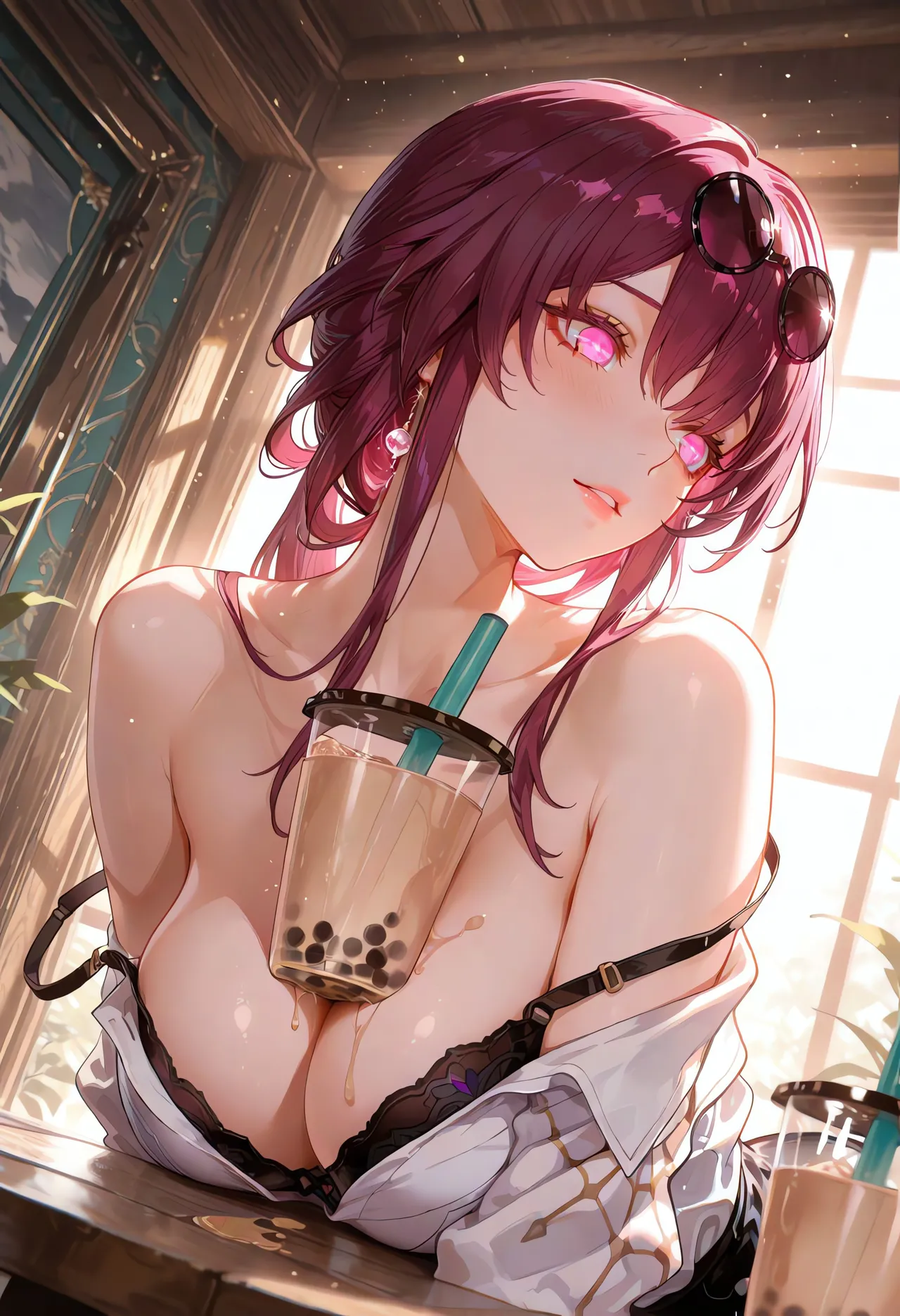 MoekoAI Kafka Bubble tea challenge and poses - Image 14