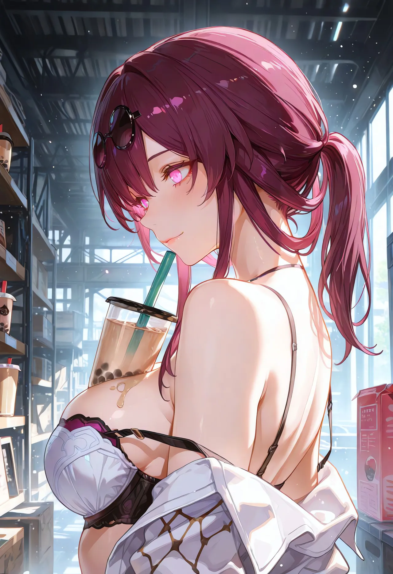 MoekoAI Kafka Bubble tea challenge and poses - Image 16