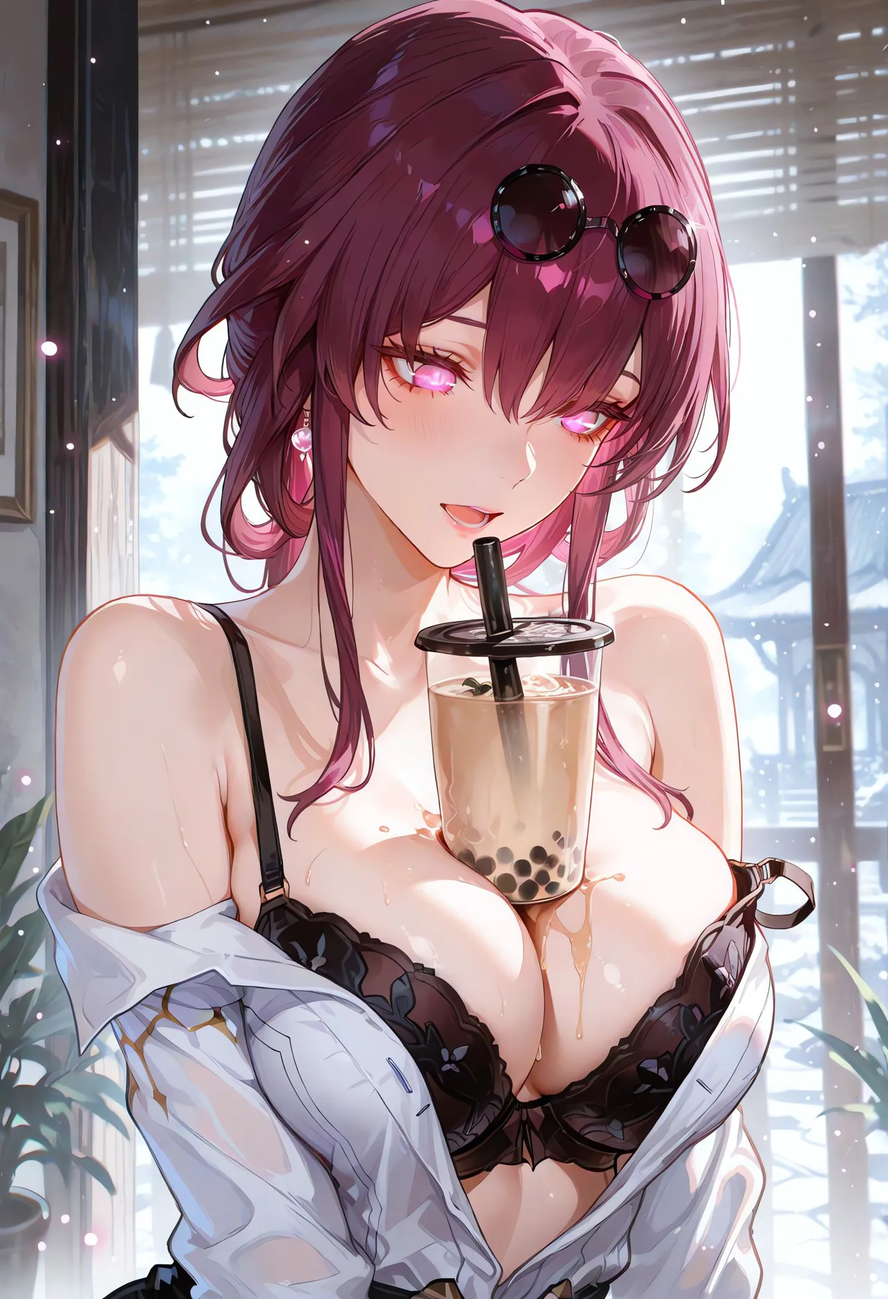 MoekoAI Kafka Bubble tea challenge and poses - Image 18