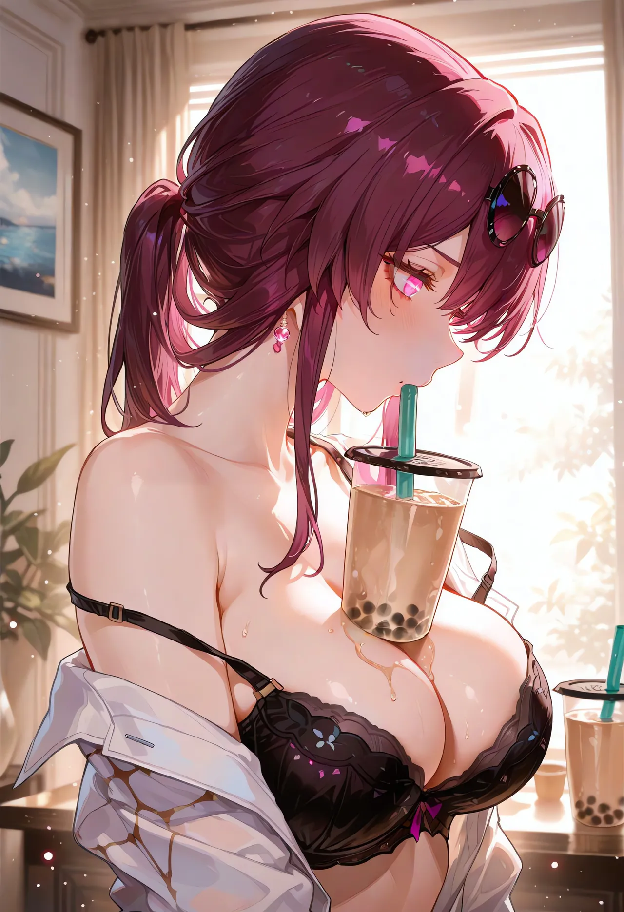 MoekoAI Kafka Bubble tea challenge and poses - Image 19