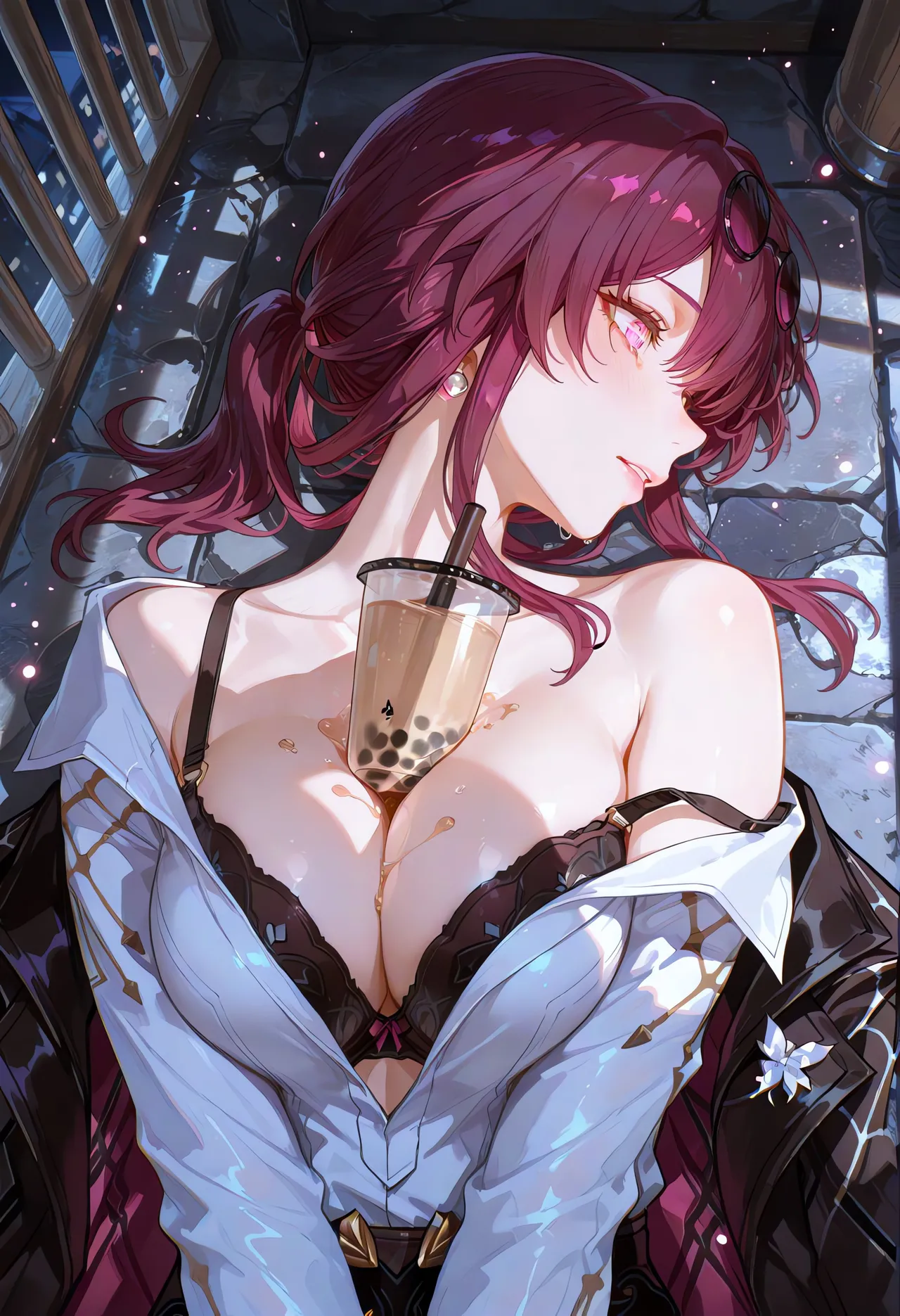 MoekoAI Kafka Bubble tea challenge and poses - Image 8