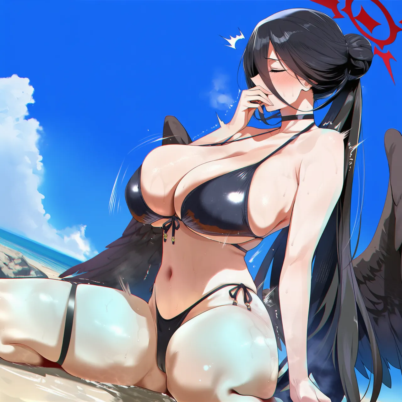 Patreon Yeeting Hasumi blue archiveswimsuit cutout bra x BBC - Image 177