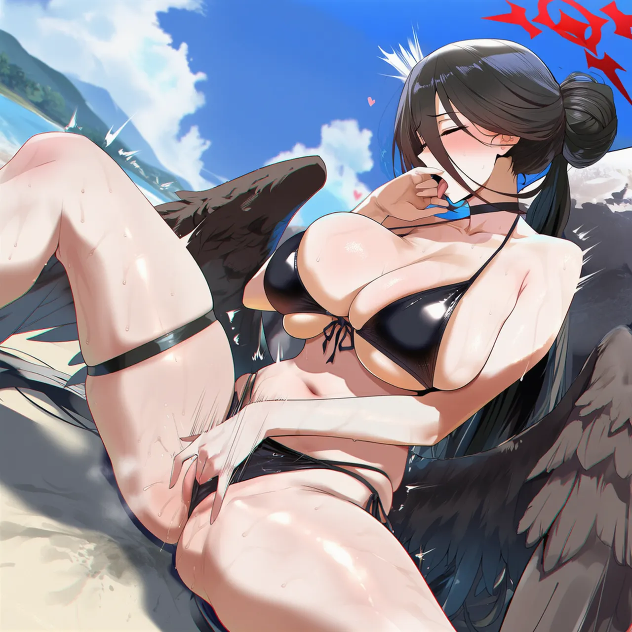 Patreon Yeeting Hasumi blue archiveswimsuit cutout bra x BBC - Image 180