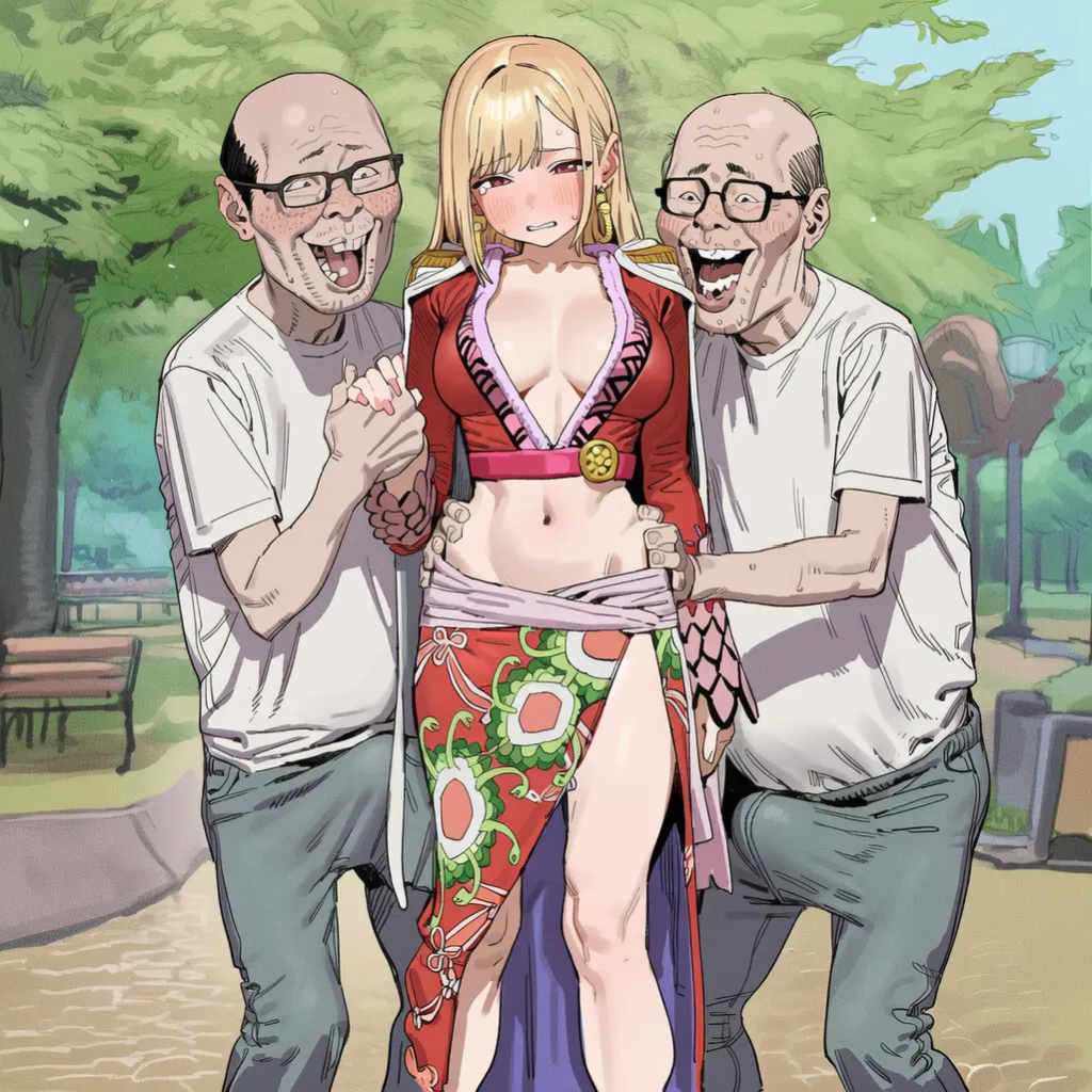 Patreon yourojisan Marin Kitagawa Boa Hancock Cosplay x Old Men - Image 8